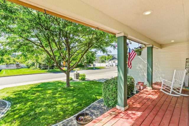 12837 E 37th Ln, Spokane Valley, WA 99206 - wooden porch featuring a lawn