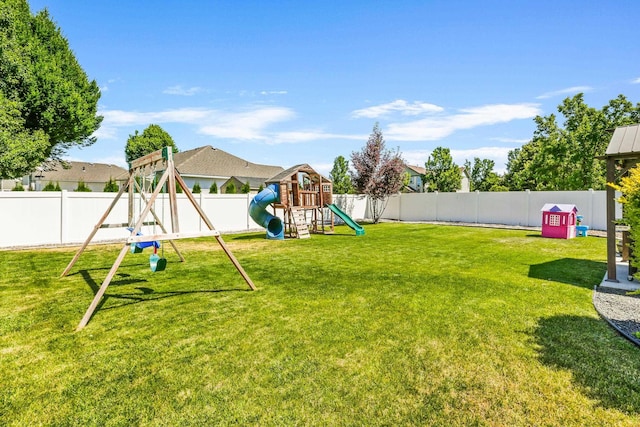 12837 E 37th Ln, Spokane Valley, WA 99206 - fenced backyard featuring a playground