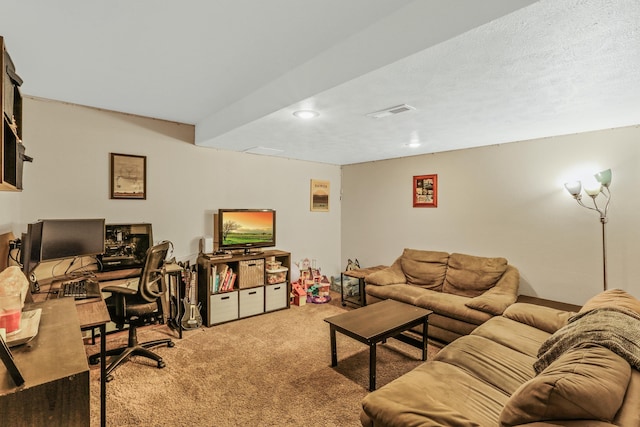 12837 E 37th Ln, Spokane Valley, WA 99206 - carpeted living room featuring a desk and recessed lighting