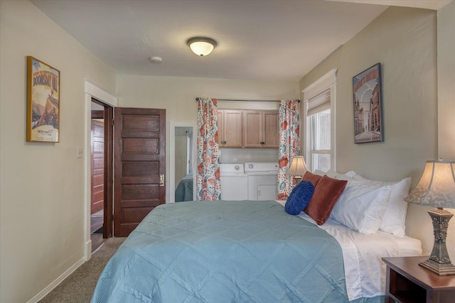 4028 N Post St, Spokane, WA 99205 - carpeted bedroom featuring washer and dryer and baseboards