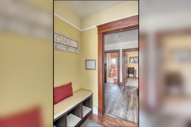 4028 N Post St, Spokane, WA 99205 - mudroom featuring wood finished floors and baseboards