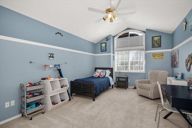 5203 S S Hogan Ct, Spokane, WA 99223 - bedroom with vaulted ceiling, carpet floors, and ceiling fan