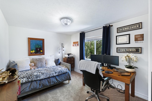 18017 N Lidgerwood Ct, Colbert, WA 99005 - carpeted bedroom featuring an office area and a textured ceiling