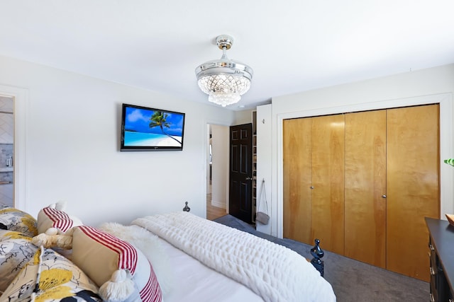 18017 N Lidgerwood Ct, Colbert, WA 99005 - carpeted bedroom with a chandelier and a closet