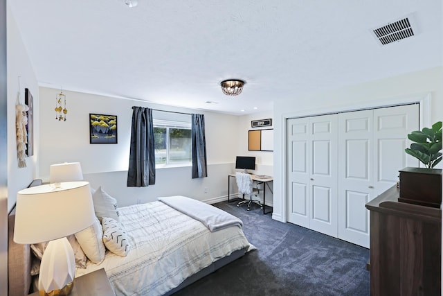 18017 N Lidgerwood Ct, Colbert, WA 99005 - bedroom with dark colored carpet, a closet, and a desk