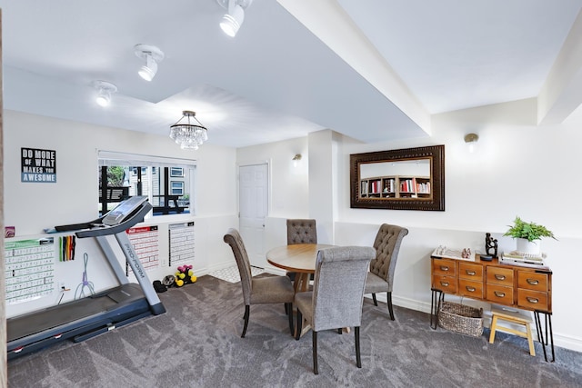 18017 N Lidgerwood Ct, Colbert, WA 99005 - dining area with carpet flooring and a chandelier