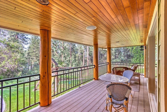 3222 S Conklin Rd, Greenacres, WA 99016 - wooden terrace featuring view of scattered trees