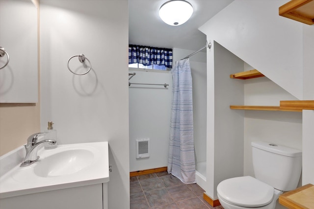 3526 W Hoffman Ave, Spokane, WA 99205 - bathroom featuring vanity, a shower with curtain, and heating unit