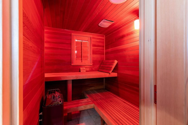2010 E Pinecrest Rd, Spokane, WA 99203 - relaxing sauna / steam room with wooden walls, tile patterned floors, and wood ceiling