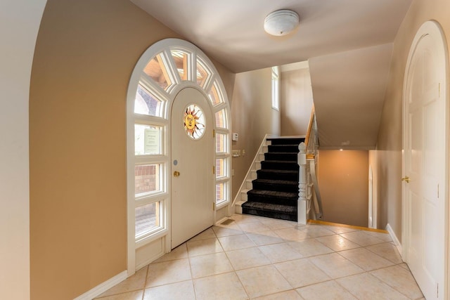 2010 E Pinecrest Rd, Spokane, WA 99203 - entrance foyer with stairway and light tile patterned flooring