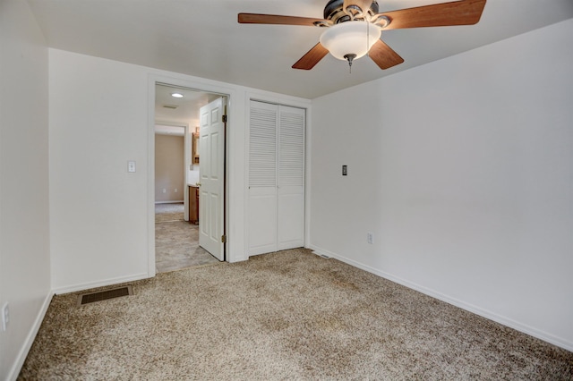 3222 W 4th Ave, Spokane, WA 99224 - unfurnished bedroom featuring light colored carpet, a closet, and ceiling fan