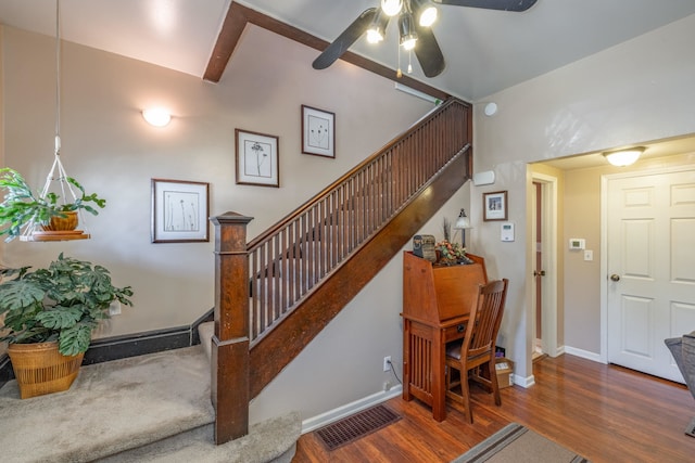 814 E Montgomery Ave, Spokane, WA 99207 - stairs featuring a ceiling fan and wood finished floors