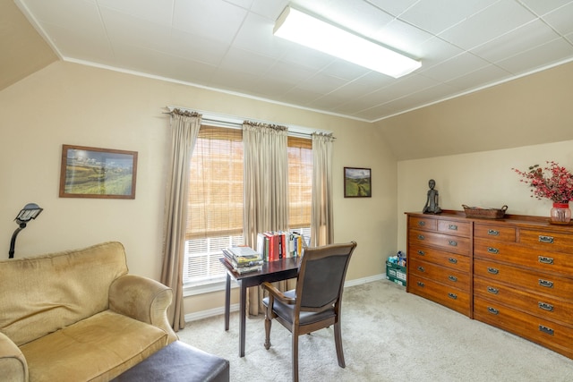 814 E Montgomery Ave, Spokane, WA 99207 - office featuring lofted ceiling, light carpet, and ornamental molding