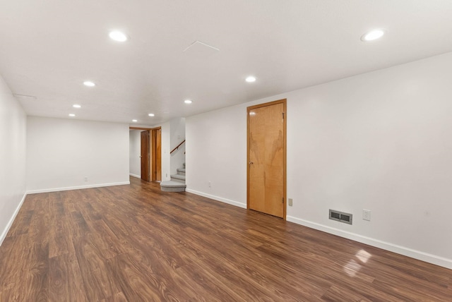 201 W Barnes Rd, Spokane, WA 99218 - empty room featuring recessed lighting, dark wood-type flooring, and stairway