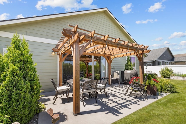 3316 N Coleman St, Post Falls, ID 83854 - view of patio featuring a pergola, outdoor dining space, and a grill