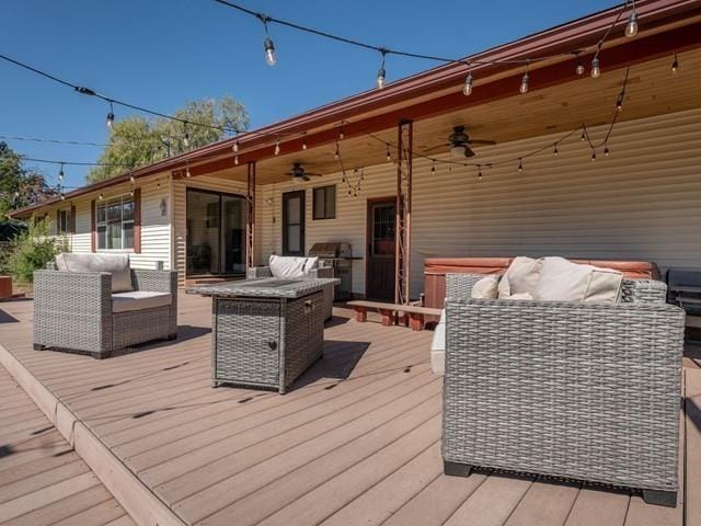 10108 E 19th Ave, Spokane Valley, WA 99206 - deck with outdoor lounge area and ceiling fan