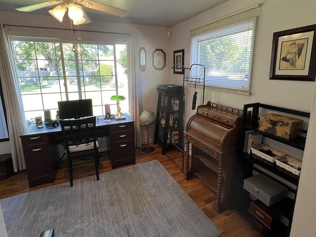 816 S Mamer Rd, Spokane Valley, WA 99216 - office space featuring a ceiling fan, healthy amount of natural light, and wood finished floors