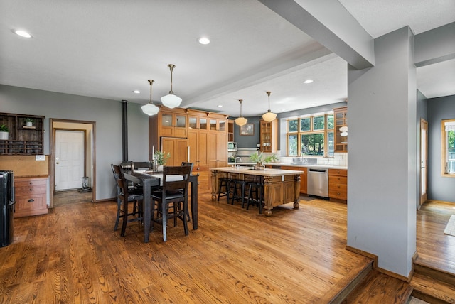 6204 E Custer Ln, Spokane, WA 99223 - dining room with wood finished floors, plenty of natural light, recessed lighting, and beam ceiling