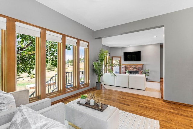 6204 E Custer Ln, Spokane, WA 99223 - living area featuring healthy amount of natural light, wood finished floors, and a fireplace