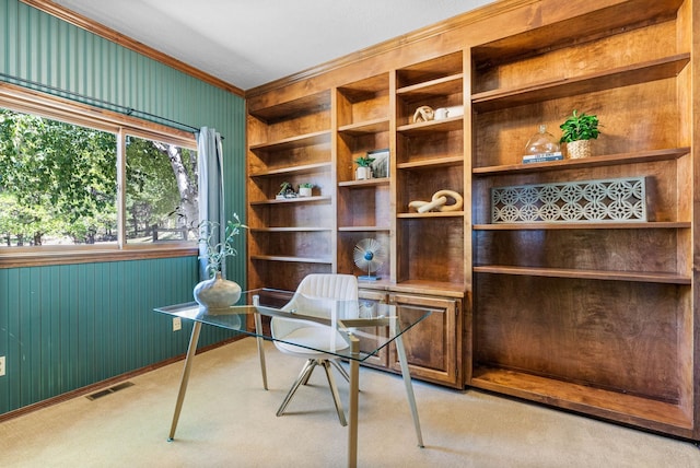 6204 E Custer Ln, Spokane, WA 99223 - carpeted office featuring crown molding and wood walls