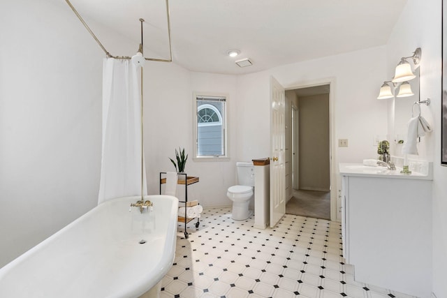 6204 E Custer Ln, Spokane, WA 99223 - full bathroom featuring vanity, a soaking tub, tile patterned floors, and a shower with curtain