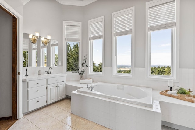 6204 E Custer Ln, Spokane, WA 99223 - bathroom featuring vanity, a bath, and tile patterned flooring