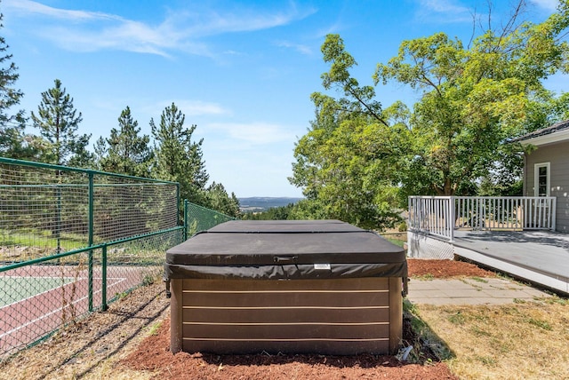6204 E Custer Ln, Spokane, WA 99223 - view of yard featuring a hot tub and a wooden deck