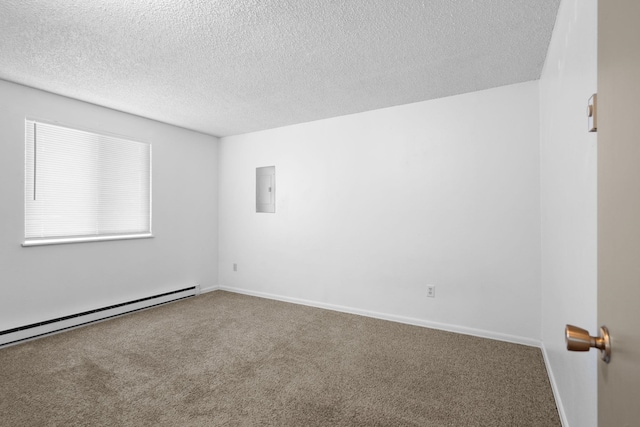 6125 N Addison St, Spokane, WA 99208 - spare room featuring carpet flooring, a textured ceiling, electric panel, and baseboard heating