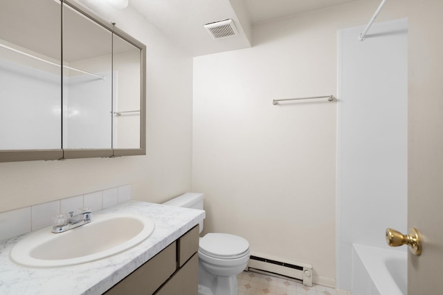 6125 N Addison St, Spokane, WA 99208 - full bath with baseboard heating, vanity, tile patterned floors, and shower / washtub combination