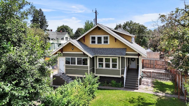 2116 N Jefferson St, Spokane, WA 99205 - rear view of property featuring stairway and a shingled roof