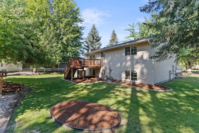 11919 S Player Dr, Spokane, WA 99223 - back of house featuring stairs, a deck, and a fenced backyard