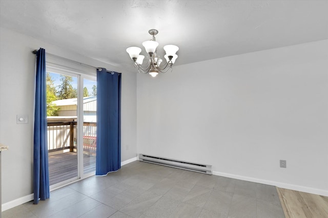 10109 E 9th Ave, Spokane Valley, WA 99206 - empty room featuring a baseboard heating unit and a chandelier