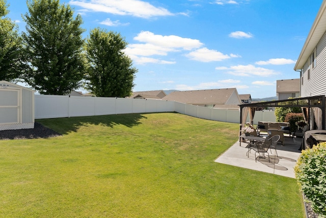 1115 S Mcmillan Rd, Spokane Valley, WA 99016 - fenced backyard with a patio and a shed