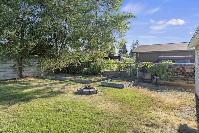 7225 E 11th Ave, Spokane, WA 99212 - view of yard featuring a garden and an outdoor fire pit