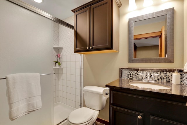 202 E Alexa Ct, Spokane, WA 99208 - full bathroom featuring a stall shower, vanity, and backsplash