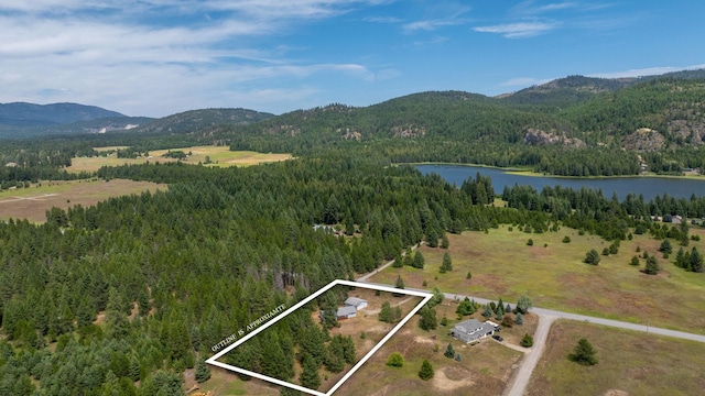 9801 Lakeshore Dr, Sagle, ID 83860 - view of property location with a water and mountain view and property parcel outlined
