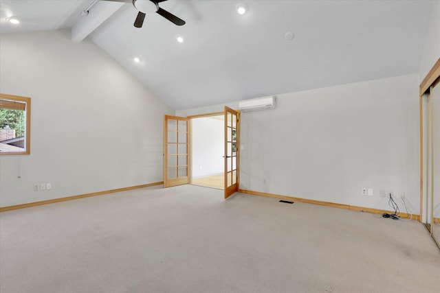 2714 E 11th Ave, Spokane, WA 99202 - unfurnished room featuring a wall mounted air conditioner, carpet floors, ceiling fan, and recessed lighting