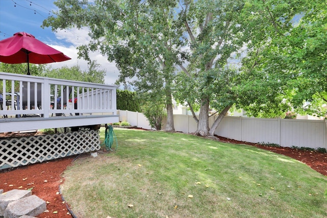 4116 S S Tenfel Ln, Spokane, WA 99223 - fenced backyard featuring a deck
