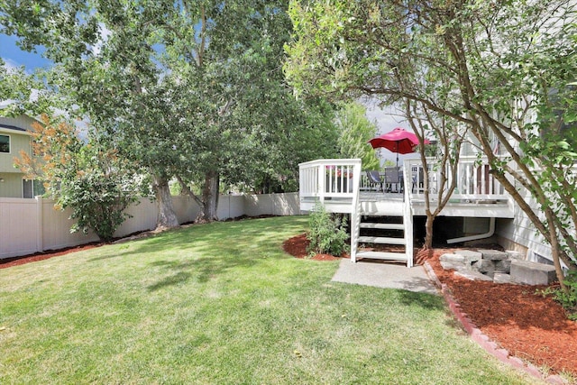 4116 S S Tenfel Ln, Spokane, WA 99223 - fenced backyard featuring a wooden deck
