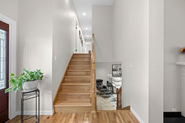3929 S Best Ct, Veradale, WA 99037 - staircase featuring wood finished floors and recessed lighting