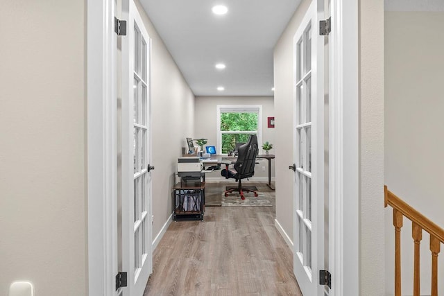3929 S Best Ct, Veradale, WA 99037 - office area featuring wood finished floors, french doors, and recessed lighting