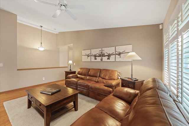4211 S Greystone Ln Unit 4211, Spokane, WA 99223 - living room featuring a ceiling fan, light wood finished floors, and lofted ceiling