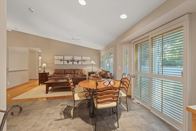 4211 S Greystone Ln Unit 4211, Spokane, WA 99223 - dining space with ceiling fan, lofted ceiling, and recessed lighting