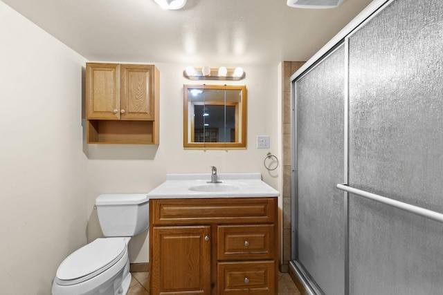 5218 E Commerce Ave, Spokane, WA 99212 - full bath featuring vanity, an enclosed shower, and tile patterned flooring