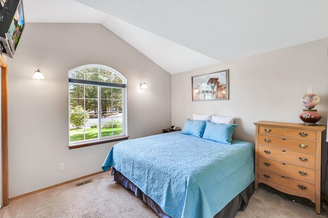5885 Sandy Court Way, Nine Mile Falls, WA 99026 - bedroom featuring vaulted ceiling and light carpet