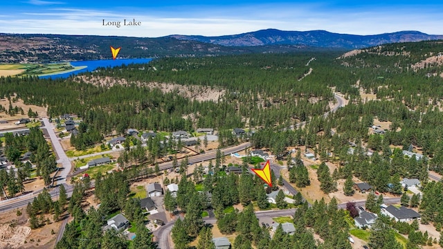 5885 Sandy Court Way, Nine Mile Falls, WA 99026 - aerial view of property's location featuring a water and mountain view and a forest