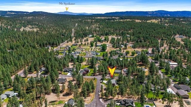 5885 Sandy Court Way, Nine Mile Falls, WA 99026 - aerial view of property and surrounding area featuring a forest and a mountain backdrop