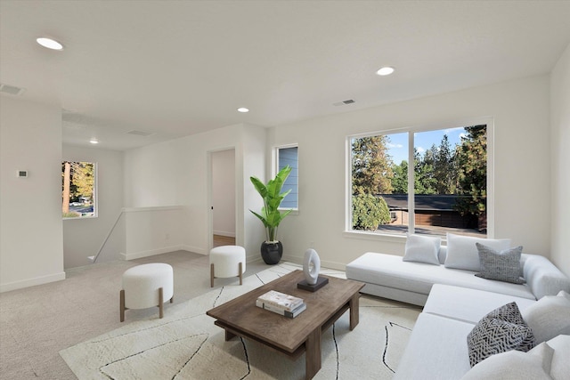 6203 E 13th Ln, Spokane Valley, WA 99212 - living area featuring light carpet and recessed lighting