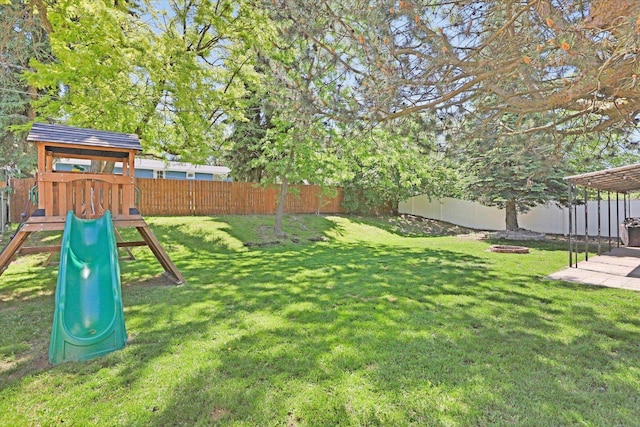 6914 N Jefferson St, Spokane, WA 99208 - fenced backyard with a playground
