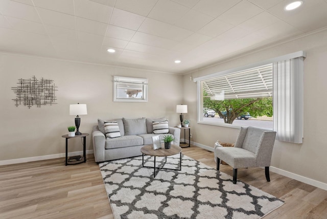 1115 E Everett Ave, Spokane, WA 99207 - living room featuring light wood-style flooring, ornamental molding, and recessed lighting